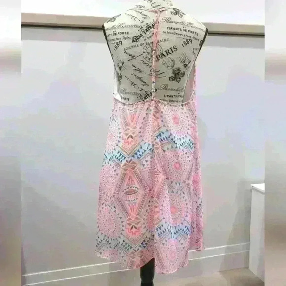 LAKEFIELD & CO.  | Women's Bright Neon Patterned Racerback V-Neck Dress - Picture 6 of 6